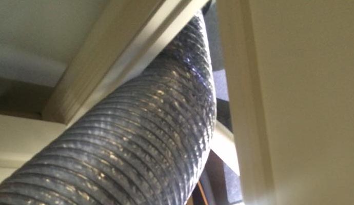 Close-up of a flexible duct hose.