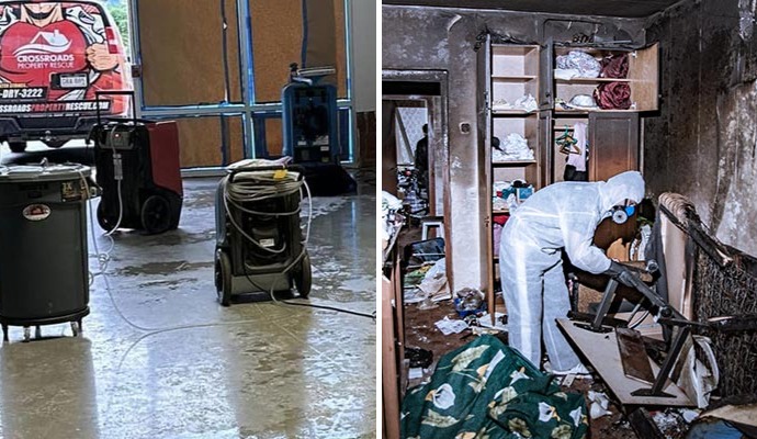 Collage of water and fire damage restoration Collage of water and fire damage restoration