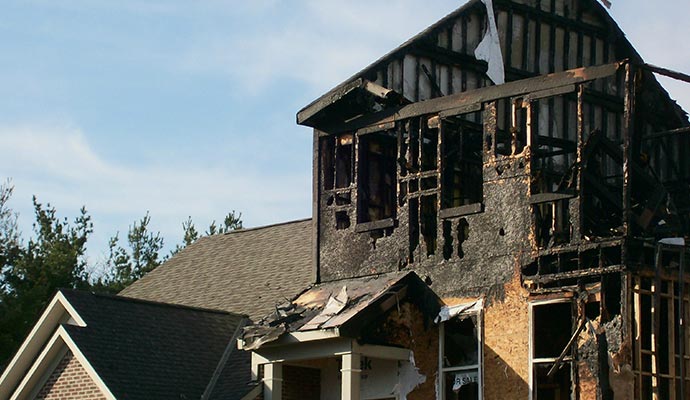 Fire damaged house