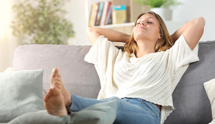 Person relaxing in room