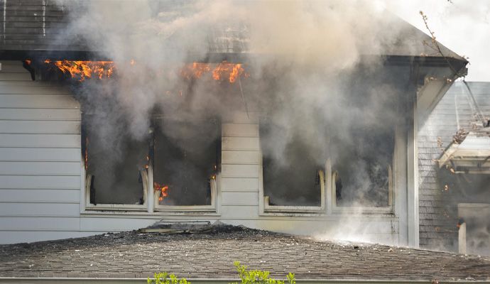 Soot damaged house Soot damaged house