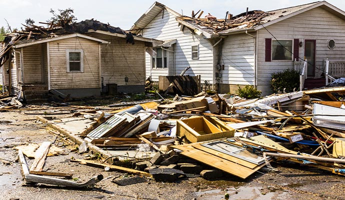 A property damaged by heavy storm