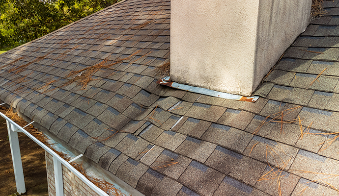 Close-up view of a leaked roof